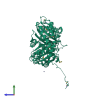 PDB entry 3go9 coloured by chain, side view.