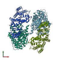 PDB entry 3god coloured by chain, front view.