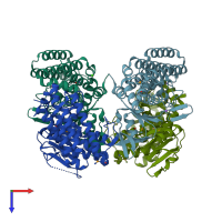PDB entry 3god coloured by chain, top view.