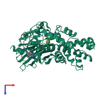 PDB entry 3goi coloured by chain, top view.