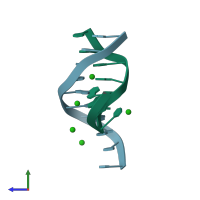 PDB entry 3gom coloured by chain, side view.