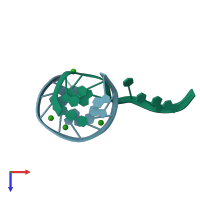 PDB entry 3gom coloured by chain, top view.