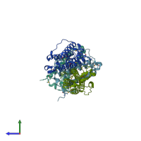 PDB entry 3gor coloured by chain, side view.