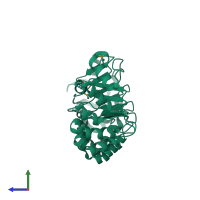 PDB entry 3goz coloured by chain, side view.