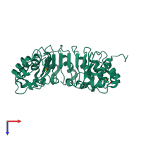 PDB entry 3goz coloured by chain, top view.