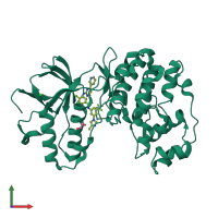 PDB entry 3gp0 coloured by chain, front view.