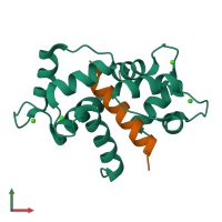 PDB entry 3gp2 coloured by chain, front view.