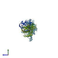 PDB entry 3gp3 coloured by chain, side view.