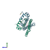 PDB entry 3gp4 coloured by chain, side view.