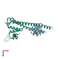 PDB entry 3gp4 coloured by chain, top view.