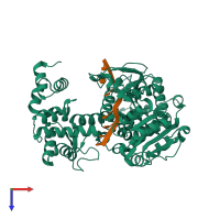 PDB entry 3gp8 coloured by chain, top view.