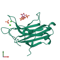 PDB entry 3gpe coloured by chain, front view.