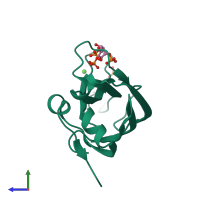 PDB entry 3gpe coloured by chain, side view.