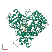 Monomeric assembly 2 of PDB entry 3gph coloured by chemically distinct molecules, front view.