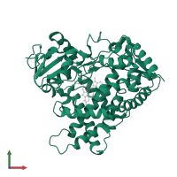 Cytochrome P450 2E1 in PDB entry 3gph, assembly 1, front view.