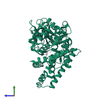 Cytochrome P450 2E1 in PDB entry 3gph, assembly 1, side view.