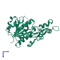 PDB entry 3gpi coloured by chain, top view.