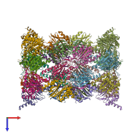 PDB entry 3gpj coloured by chain, top view.