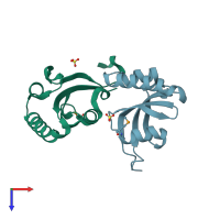 PDB entry 3gpk coloured by chain, top view.
