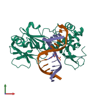 PDB entry 3gpp coloured by chain, front view.