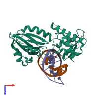 PDB entry 3gpp coloured by chain, top view.