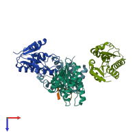PDB entry 3gpq coloured by chain, top view.