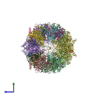 PDB entry 3gpt coloured by chain, side view.