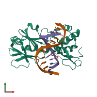 PDB entry 3gpu coloured by chain, front view.