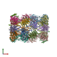 PDB entry 3gpw coloured by chain, front view.