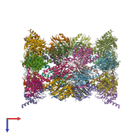 PDB entry 3gpw coloured by chain, top view.