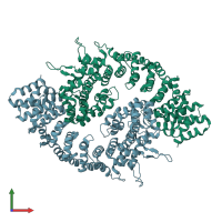 PDB entry 3gq2 coloured by chain, front view.