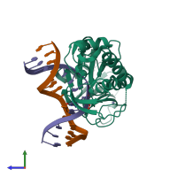 PDB entry 3gq3 coloured by chain, side view.