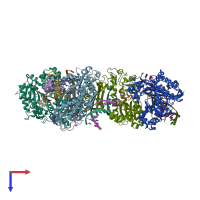 PDB entry 3gqc coloured by chain, top view.