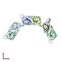 PDB entry 3gqf coloured by chain, front view.
