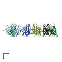PDB entry 3gqf coloured by chain, top view.