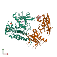 PDB entry 3gqi coloured by chain, front view.