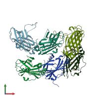 PDB entry 3gqq coloured by chain, front view.
