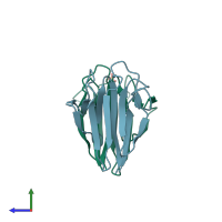 PDB entry 3gqs coloured by chain, side view.
