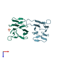 PDB entry 3gqs coloured by chain, top view.