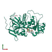 PDB entry 3gqv coloured by chain, front view.