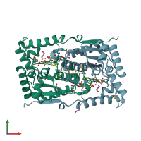 PDB entry 3gr3 coloured by chain, front view.