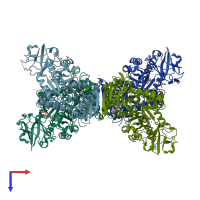 PDB entry 3gr4 coloured by chain, top view.