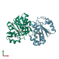 PDB entry 3gra coloured by chain, front view.