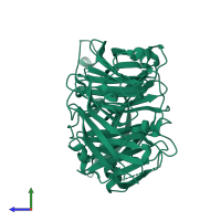 PDB entry 3gre coloured by chain, side view.