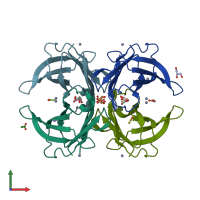 PDB entry 3grg coloured by chain, front view.