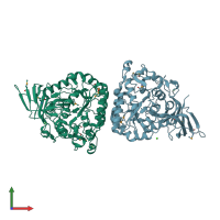 PDB entry 3gri coloured by chain, front view.