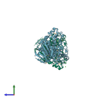 PDB entry 3gri coloured by chain, side view.