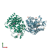 PDB entry 3grj coloured by chain, front view.