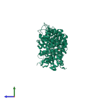 PDB entry 3grl coloured by chain, side view.