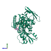 PDB entry 3grt coloured by chain, side view.
